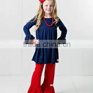 Fashion Little Girls Ruffle Tunic Top Children Fancy Tunic Top With Matching Ruffle Pants thumbnail-1