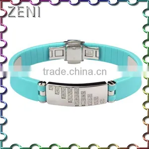 Fashion Silicone 316L Stainless Steel Energy Bracelet for Men thumbnail-3