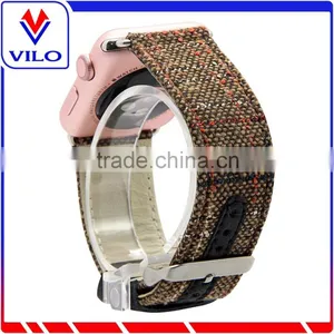 Canvas Fabric Genuine Leather Watch Band Wrist Strap For Apple Watch, For Apple Watch Band 38mm 42mm thumbnail-2