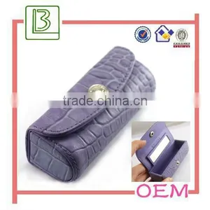 Metal And Leather Lipstick Gift Box Case With Mirror thumbnail-1