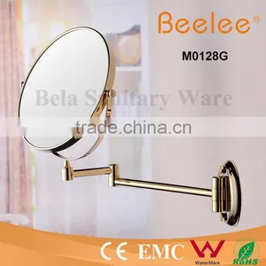 Golden Brass Shaving Mirror 8 Inch Wall Mount Makeup Mirror thumbnail-1