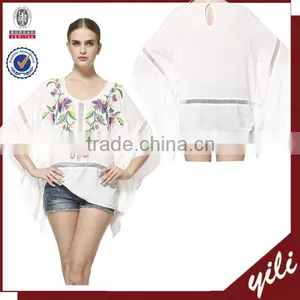 Images of Ladies Casual Tops Embroidery With Lace Trim 2015 Wholesale Quality Choice thumbnail-1