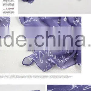 Lady's Customized Polyester Silk Like Soft Handfeel Chiffon Printed Long Scarf Shawl Wraps Sarong thumbnail-3