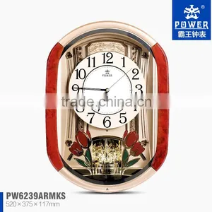 Plastic Case Silent Sweep Wall Clock With Tulip And Crystal Butterfly Ornaments Using 18 Music Sweep Quartz Clock Movement thumbnail-1