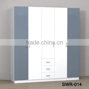 3 Door Melamine MDF Bedroom Wall Wardrobe Design Cheap Price thumbnail-5