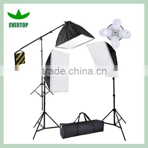 TS-SLK03 Photography Video 3 Softbox Continuous Light Studio Lighting & Boom Kit thumbnail-1