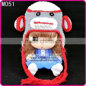 Cute Baby Crochet Beanie Animal Ears Monkey Knitted Hats thumbnail-5