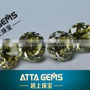 Machine Round Cut Light Yellow Cubic Zirconia thumbnail-1