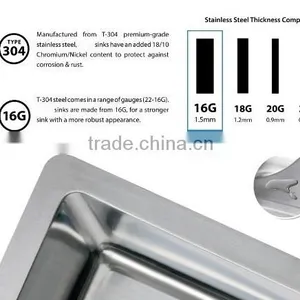 Made in China 18 Gauge Handmade Undermount Single Bowl Stainless Steel Bar/Prep Sink thumbnail-5