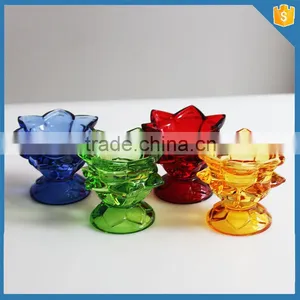 Colorful Glass Lotus Flower Candle Holder Wholesale thumbnail-2