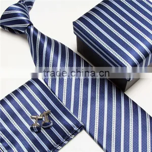 Fashion Stripe Microfiber Mens Tie Handkerchief Cufflink Sets Quality Choice thumbnail-3