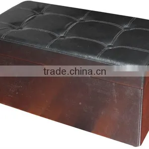 Luxury!Black PVC Leather Folding Storage Bench thumbnail-1