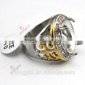 Custom Blank Stainless Steel Ring, Claw Gemstone Style Stainless Steel Cool Ring for Boys thumbnail-3
