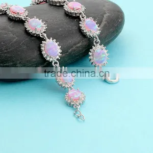 925 Sterling Silver Pink Opal Bracelet Manufacturer SBI184W-A thumbnail-3
