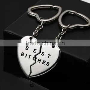 Hot Keyrings Friendship Gifts Heart Pendant Best Bitches Key Chain thumbnail-2