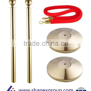 2pcs Ball Top Titanium Finish Crowd Control Stanchions Velvet Rope Barrier 22lbs thumbnail-4