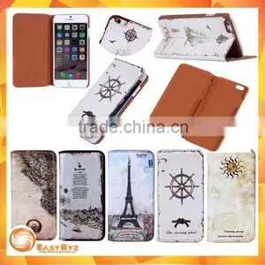 Custom Stylish Leather Case for Apple Iphone 6 Classical Wallet Stand Case thumbnail-1