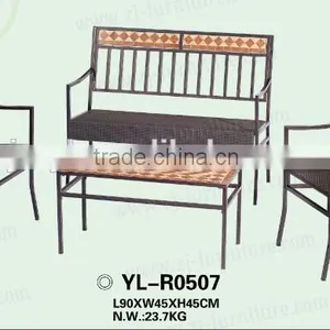 YL-R0507 3pcs Rattan Chair and 1pcs Mosaic Table for Outdoor/garden Funiture thumbnail-1