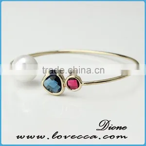 New Summer Fashion Rhinestone Glass Beads Charm Bracelet Copper Brass Bangle thumbnail-6
