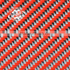 Hgih End 3k Twill Weave Pure Aramid Fiber Fabric Black and Red Hybird Cloths for Sale thumbnail-2