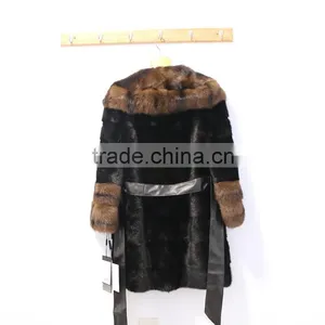 2016 New Factory Grey Natural Long Mink Fur Coat for Fashion Women thumbnail-2