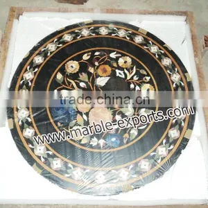Handmade Black Marble Inlay Dining Table Tops, Marble Coffee Table Top thumbnail-5