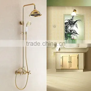 Luxury High Quality Brass Gold Finishing Bathroom Rain Shower Set thumbnail-1