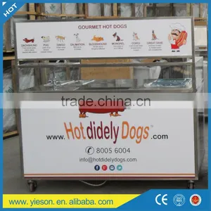 304 Stainless Steel Hot Dog Trolley Mobile Hot Dog Carts Food Cart for Sale thumbnail-3