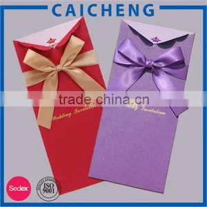Folding Handmade Gift Card Wedding Invitation Card With Ribbon thumbnail-2