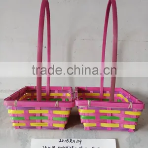 Easter/Spring Bamboo Basket With Handle thumbnail-1