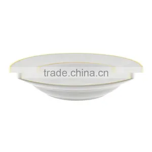 Double Line Rim Soup Bowl, Set of 6, WhiteGold thumbnail-1