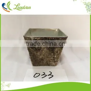 Decorative Indoor Original Tin Flower Pots With Bark Holder for Decor thumbnail-3