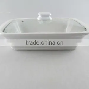 Stocklot White Ceramic Cookware ,soup Tureen With Glass Lid thumbnail-1