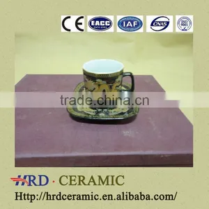 Black Ceramic Mug and Dish Dinnerware Set 6pcs Porcelain thumbnail-1