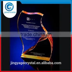 Jingyage Personalized Yellow Color Crystal Award Plaques Crystal Trophy Gifts For Yearly Winners thumbnail-1
