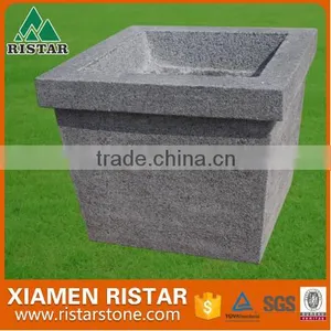 Square Gray Garden Granite Stone Flower Pot thumbnail-1