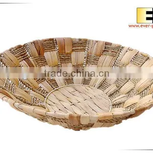 Round Natural Waterhyacinth Grass Tray thumbnail-2
