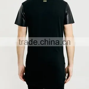 Latest Hip Hop Extra Long Leather Sleeve Tshirt Wholesale thumbnail-2