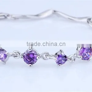 925 Sterling Silver Charms Fashion Design Zircon Twisted Bracelet thumbnail-1