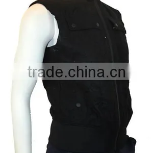 2014-2015 Men Leather Biker Vest Leather Vest Cooling thumbnail-5