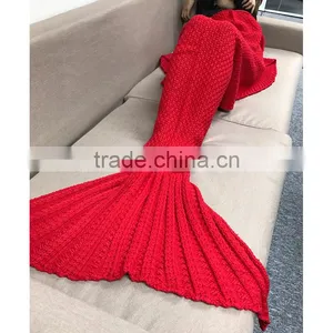 Adult Red Sleeping Bag Crochet Mermaid Tail Blanket thumbnail-1