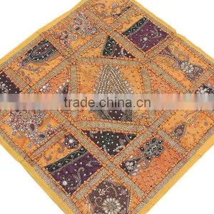 Orange Floor Luxury Pillow Cover Indian Decorator Tapestry Large Bed Cushion thumbnail-1