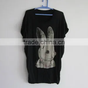 Ladies Black Big Size Casual T-shirt With Printing thumbnail-1