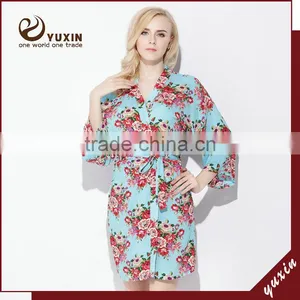 Wedding Bridal Party Short Cotton Floral Robe Floral Bridesmaid Robe FR0046 thumbnail-1