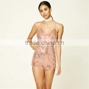 Custom Design Adult Formal V-neck Cutting Sequin Jumpsuit for Ladies thumbnail-2