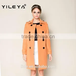Latest 2015 Thick Warm Lovely Pink Women Office Coat With Double Breasted Design thumbnail-4