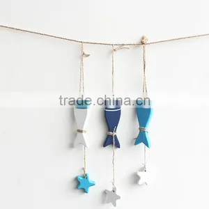 Mediterranean Style Wooden Fish Shape Wall Hangings Decoration Craft thumbnail-1