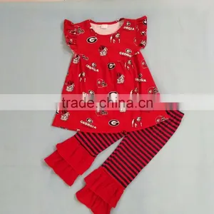 Georgia Flutter Sleeve Ruffle Cotton Children's Boutique Clothing thumbnail-1