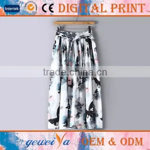 OEM Custom Long Beach Cotton Linen Digital Printed Skirt thumbnail-1