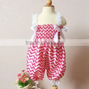 Girls' Wave Stripe Sewing Pattern Cotton Off Shoulder Romper thumbnail-1
